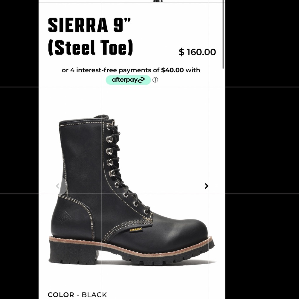 Bonanza Sierra 9 steel toe boots.